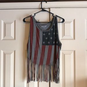 American flag fringe crop top